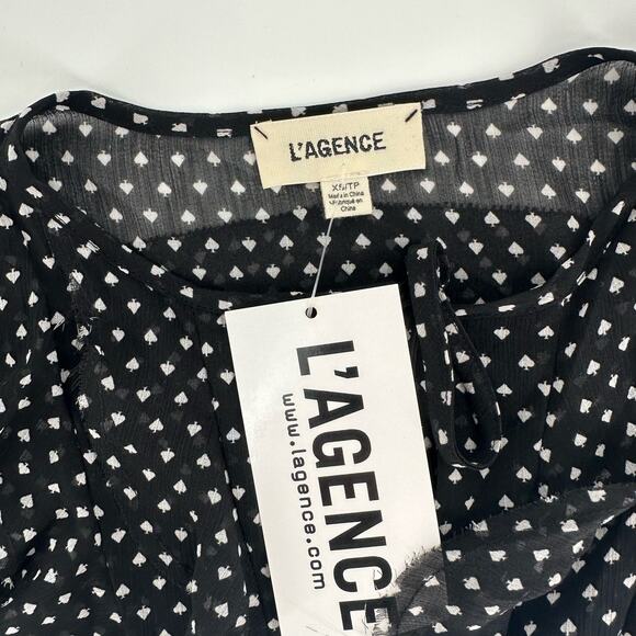 L’AGENCE Tabitha ruffle Blouse spades print pattern NEW XS - Picture 8 of 12